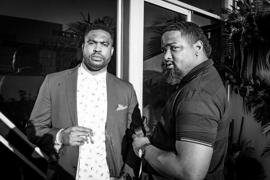 Rico Lamitte (Canavision), Mistah Cannabis (Clade9) attend Natural High Company's inaugural Juneteenth Emancipation Edition of the “Plates and Plants" dinner series honoring Black Changemakers in Cannabis, Hollywood, June 17th, 2022.