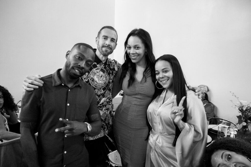 Corvain Cooper, Anthony Alegrete, Aja Allen, Loriel Alegrete attend Natural High Company's inaugural Juneteenth Emancipation Edition of the “Plates and Plants" dinner series honoring Black Changemakers in Cannabis, Hollywood, June 17th, 2022.